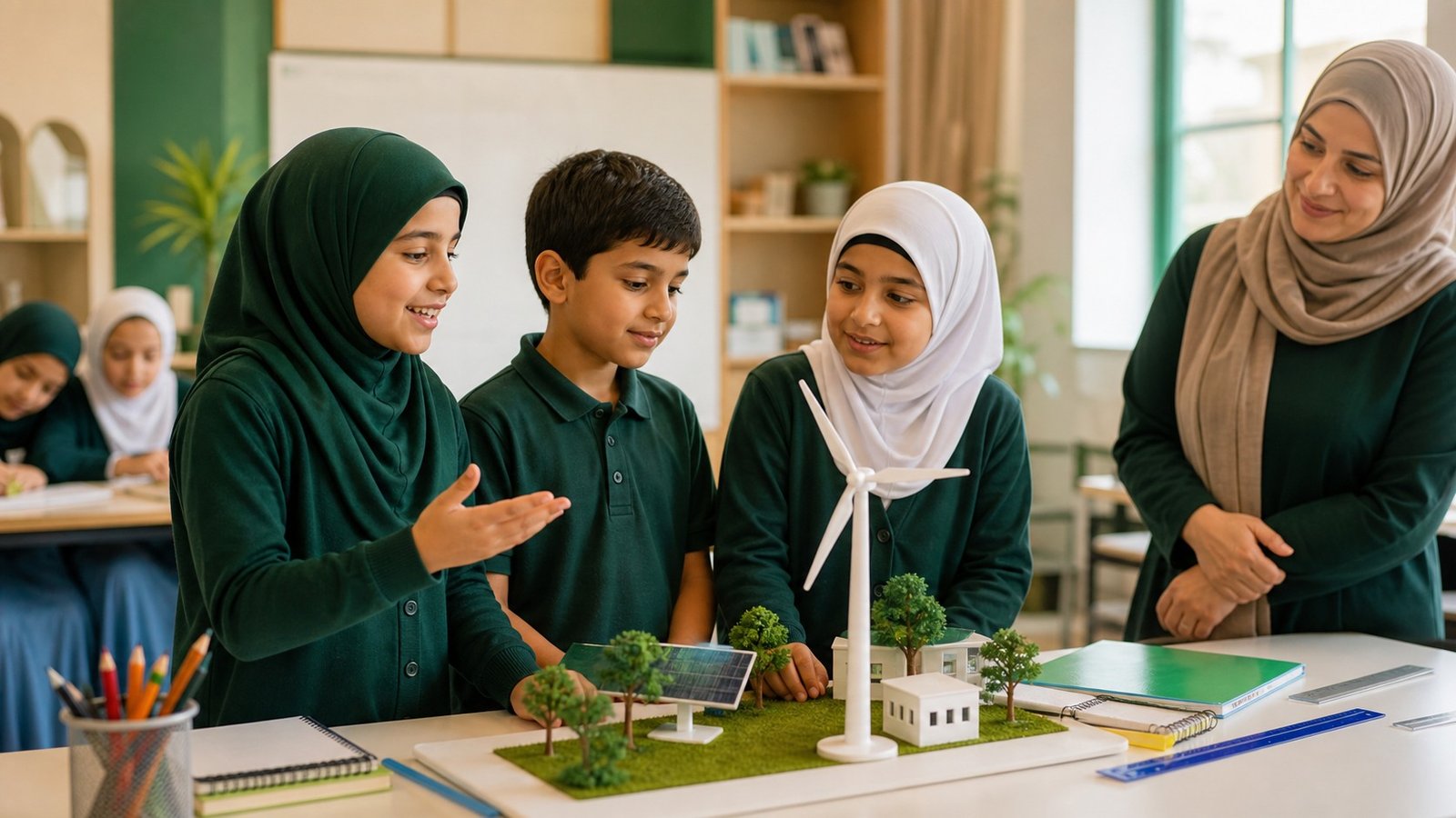 Students presenting a classroom science project